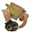 Ensemble masque à gaz M39 anglais daté de 1942