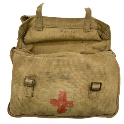 Sacoche Médicale Britannique "Shell Dressings" Originale WWII, Fabriquée par M.E. Co. 1942