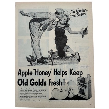 Publicité Originale OLD GOLD Cigarettes – Période Seconde Guerre Mondiale (Presse d'Époque)