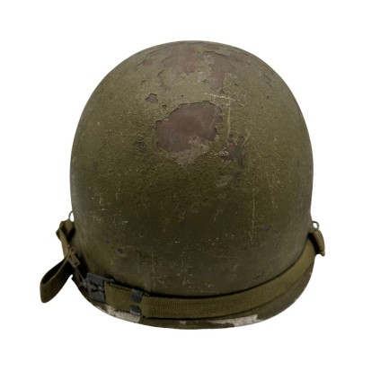 Coque de Casque USM1 Originale WWII – Pattes Mobiles – Grade Major Soudé – Jugulaire Tissu T1