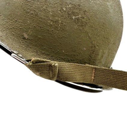 Coque de Casque USM1 Originale WWII – Pattes Mobiles – Grade Major Soudé – Jugulaire Tissu T1