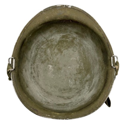 Coque de Casque USM1 Originale WWII – Pattes Mobiles – Grade Major Soudé – Jugulaire Tissu T1