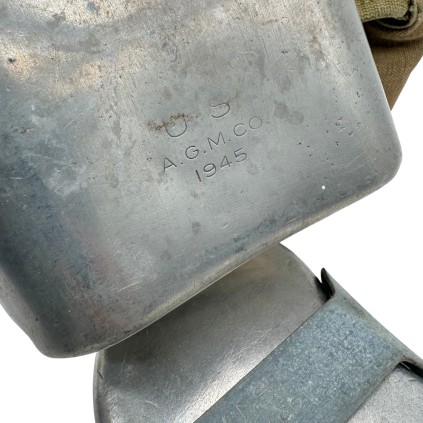 Ensemble Gourde US Army Original WWII – Bidon & Quart AGM Co 1945 – État Parfait