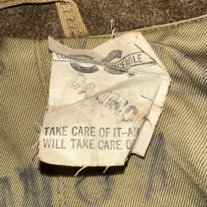Manteau de Service (Overcoat) US Army Original WWII – Fabricant P.L.S. Clothing – Daté 19 novembre 1942