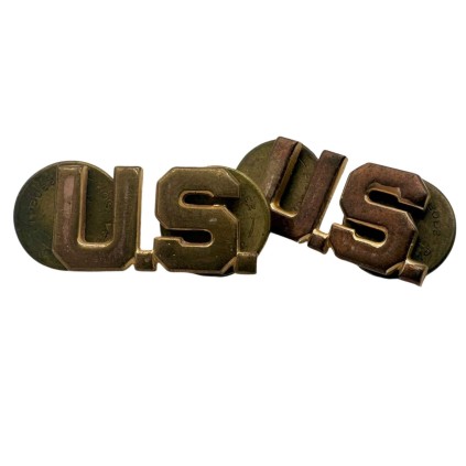 Insigne de Col "US" pour Officier US Army Original WWII