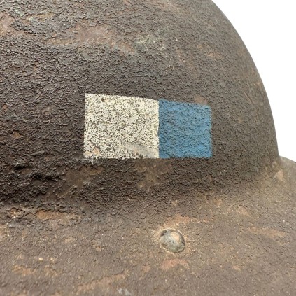 Casque Britannique Mk II Original WWII – Royal Corps of Signals – Double Marquage Tactique Bleu/Blanc