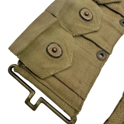 Ceinturon de Munitions (Cartridge Belt) pour Fusil M1 Garand US Army Original WWII – Toile OD3 – Bouclerie Laiton – Daté 1943