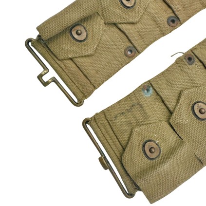 Ceinturon de Munitions (Cartridge Belt) pour Fusil M1 Garand US Army Original WWII – Toile OD3 – Bouclerie Laiton – Daté 1943