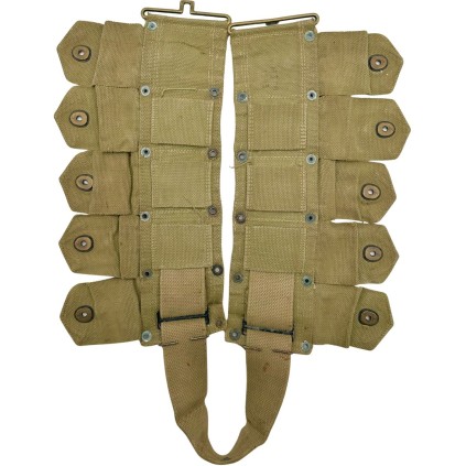 Ceinturon de Munitions (Cartridge Belt) pour Fusil M1 Garand US Army Original WWII – Toile OD3 – Bouclerie Laiton – Daté 1943