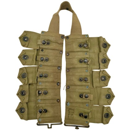 Ceinturon de Munitions (Cartridge Belt) pour Fusil M1 Garand US Army Original WWII – Toile OD3 – Bouclerie Laiton – Daté 1943