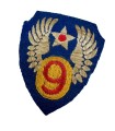 Insigne d'Épaule 9th US Army Air Force (9th USAAF) – Fabrication Britannique (British Made) Original WWII