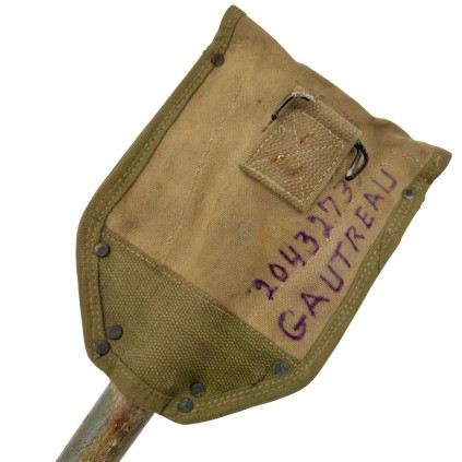 Pelle Pliante M-1943 - Nominative GAUTREAU US Army – Ensemble Complet – Pelle WOOD 1944 & Housse JORENSER 1944 –