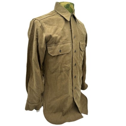 Chemise d'Homme de Troupe (EM) en Flanelle – Teinte OD33 Moutarde – Taille 14 1/2 x 33