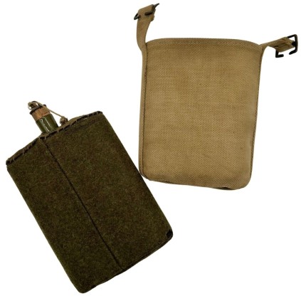 Gourde Individuelle British Army – Bidon Émaillé vert & Housse Feutre – Porte-bidon Web M.E. Co. 1943