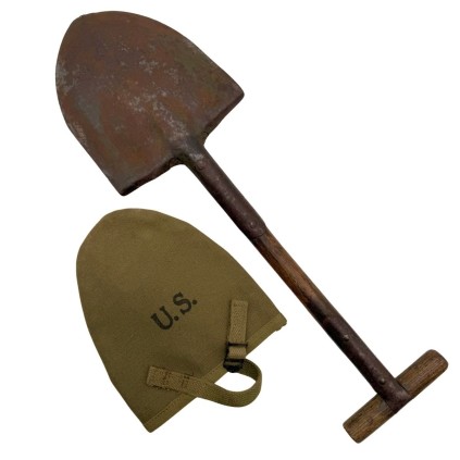 Pelle US (Shovel) US Army Modèle M-1910 (Manche en T) – Housse  B.B.S Co. – Datée 1943