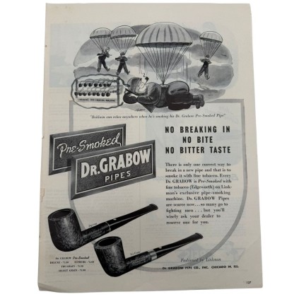 Publicité originale WWII - Pipes Dr. Grabow - Thème Parachutiste