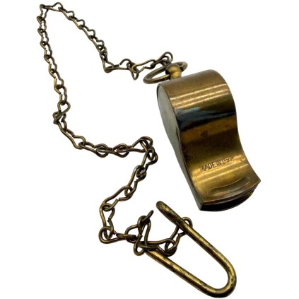 Sifflet de commandement US en laiton avec chaînette