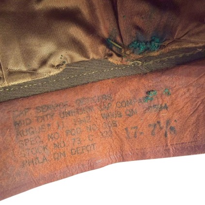 Casquette d'Officier (Service Cap) – Mid City Uniform Cap Co. – 1942