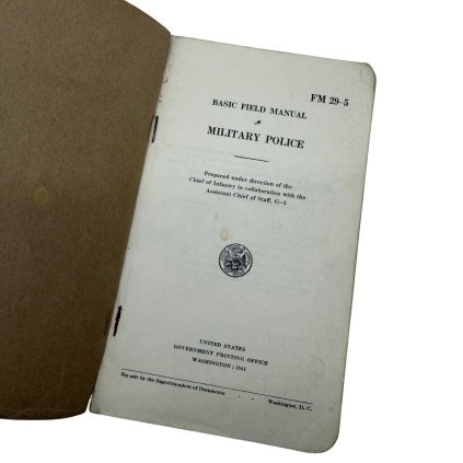 Manuel Militaire Américain MP - FM 29-5 (Décembre 1941)
