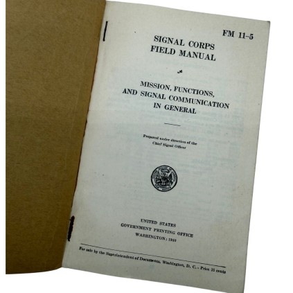 Manuel Militaire US Signal Corps - FM 11-5 (Édition 1940)
