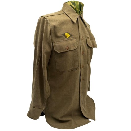 Chemise "Moutarde" M-1937 – Insigne "Ruptured Duck" – Originale US WW2