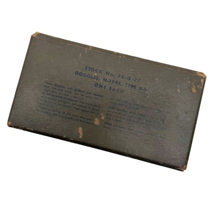 Lunettes M-1944 (Goggles) Type B-8 – Stock No. 74-G-77 – Avec boîte d'origine