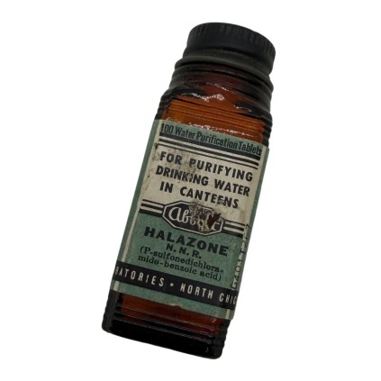 Flacon de comprimés de purification d'eau "Halazone" – US WW2