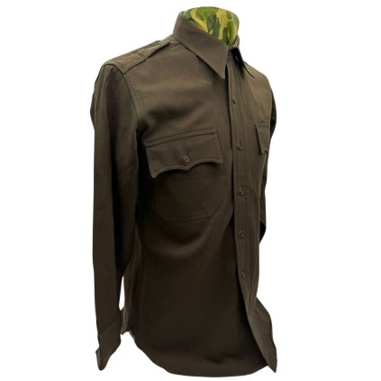 Chemise Officier "Chocolat" – Gabardine Virgin Wool – 3 Overseas Bars