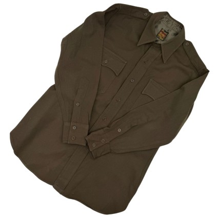 Chemise Officier "Chocolat" – Gabardine Virgin Wool – 3 Overseas Bars