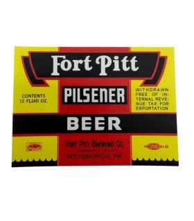 Reproduction Étiquette de Bière Fort Pitt Pilsener – US WW2
