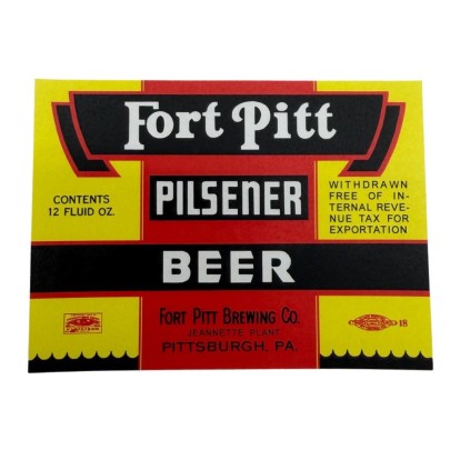 Reproduction Étiquette de Bière Fort Pitt Pilsener – US WW2