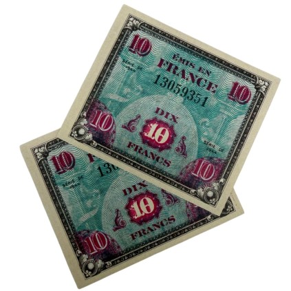 Lot de 12 Reproductions de Billets "D-Day" – Francs Alliés – Série 1944
