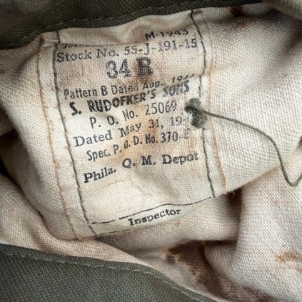 Veste de Combat US M-1943 Originale – 10th Armored Div. – 1944/45