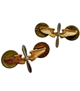 Paire d'Insignes de Col USAAF – Disques d'Arme – Clutch Back