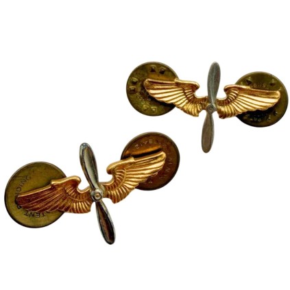 Paire d'Insignes de Col USAAF – Disques d'Arme – Clutch Back