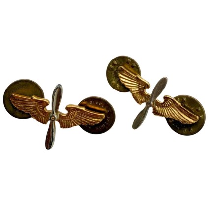 Paire d'Insignes de Col Officier USAAF – Ajourés – Clutch Back