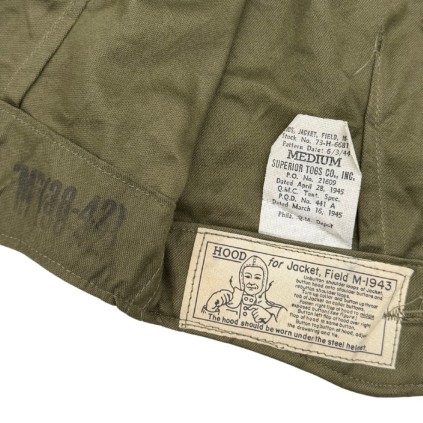 Capuche Amovible pour Veste M-1943 – Taille Medium – 1945