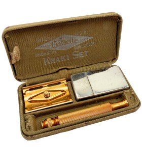 Rasoir US Gillette "Khaki Set" – Modèle Original WWI / WWII – Complet