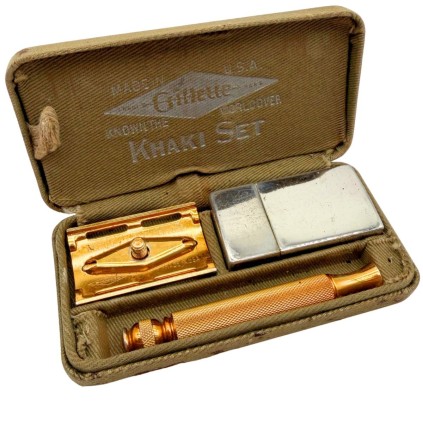 Rasoir US Gillette "Khaki Set" – Modèle Original WWI / WWII – Complet