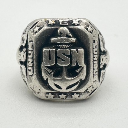 Chevalière USN WWII originale Sterling