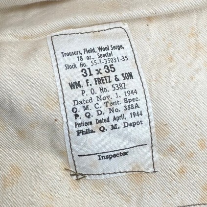 Pantalon moutarde US M37 WWII ORIGINAL