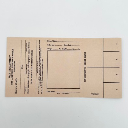 Carte d'identité pour officier de l'armée américaine