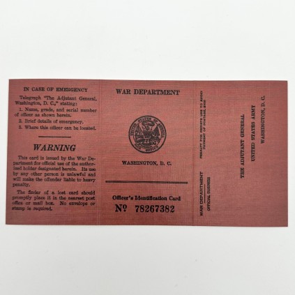 Carte d'identité pour officier de l'armée américaine