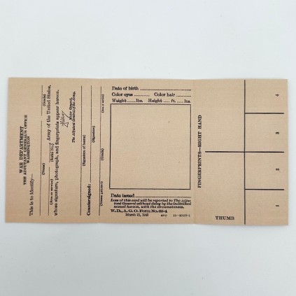 Carte d'identité pour soldat de l'armée américaine