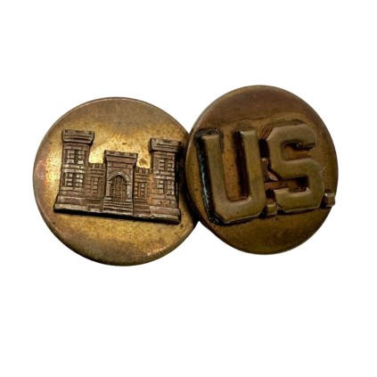 Paire d'Insignes de Col (Disques) US Army et Engineer – Seconde Guerre Mondiale